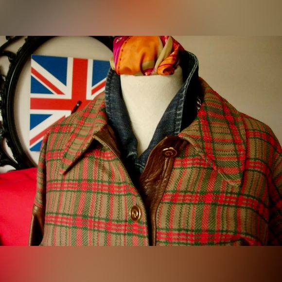 RARE Vintage GUCCI Heritage Tartan Plaid Leather Pullover Retro Mod 1960's GG Sm - Picture 5 of 13